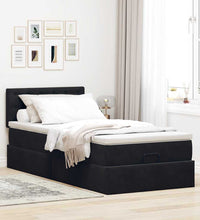 Ottoman-Bett mit Matratze Schwarz 80x200 cm Samt