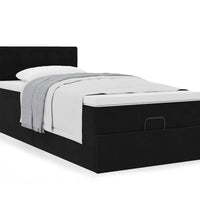 Ottoman-Bett mit Matratze Schwarz 80x200 cm Samt