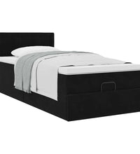 Ottoman-Bett mit Matratze Schwarz 80x200 cm Samt