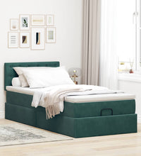 Ottoman-Bett mit Matratze Dunkelgrün 80x200 cm Samt