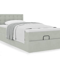 Ottoman-Bett mit Matratze Hellgrau 90x190 cm Samt