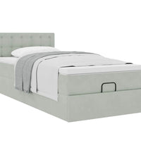 Ottoman-Bett mit Matratze Hellgrau 90x190 cm Samt