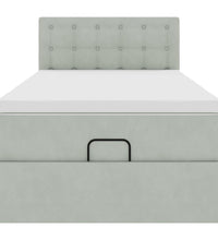 Ottoman-Bett mit Matratze Hellgrau 90x190 cm Samt