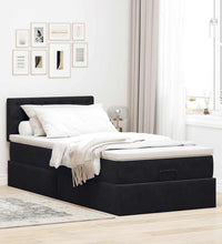 Ottoman-Bett mit Matratze Schwarz 90x190 cm Samt