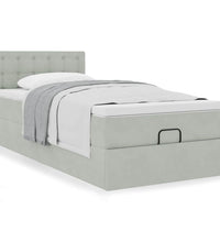 Ottoman-Bett mit Matratze Hellgrau 90x200 cm Samt