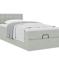 Ottoman-Bett mit Matratze Hellgrau 90x200 cm Samt