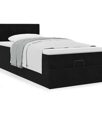 Ottoman-Bett mit Matratze Schwarz 90x200 cm Samt
