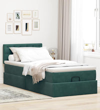 Ottoman-Bett mit Matratze Dunkelgrün 90x200 cm Samt