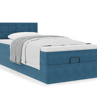 Ottoman-Bett mit Matratze Dunkelblau 90x200 cm Samt