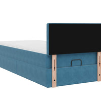 Ottoman-Bett mit Matratze Dunkelblau 90x200 cm Samt