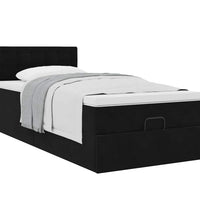 Ottoman-Bett mit Matratze Schwarz 100x200 cm Samt