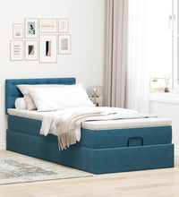 Ottoman-Bett mit Matratze Dunkelblau 100x200 cm Samt