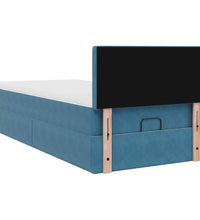 Ottoman-Bett mit Matratze Dunkelblau 100x200 cm Samt