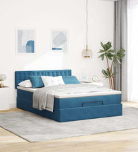 Ottoman-Bett mit Matratze Dunkelblau 140x200 cm Samt