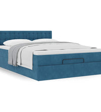 Ottoman-Bett mit Matratze Dunkelblau 140x200 cm Samt