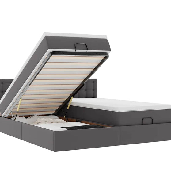 Ottoman-Bett mit Matratzen Grau 160x200 cm Kunstleder