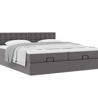 Ottoman-Bett mit Matratzen Grau 160x200 cm Kunstleder