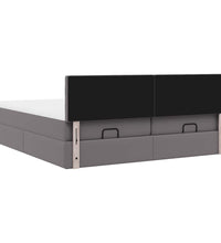 Ottoman-Bett mit Matratzen Grau 160x200 cm Kunstleder