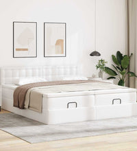 Ottoman-Bett mit Matratzen Weiß 180x200 cm Kunstleder