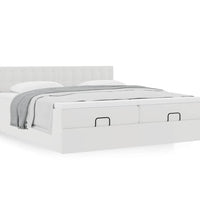 Ottoman-Bett mit Matratzen Weiß 180x200 cm Kunstleder