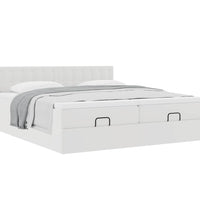 Ottoman-Bett mit Matratzen Weiß 180x200 cm Kunstleder