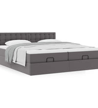 Ottoman-Bett mit Matratzen Grau 180x200 cm Kunstleder