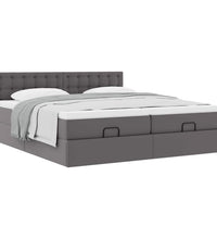 Ottoman-Bett mit Matratzen Grau 180x200 cm Kunstleder
