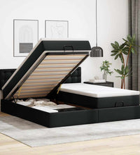 Ottoman-Bett mit Matratzen Schwarz 200x200 cm Kunstleder