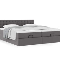 Ottoman-Bett mit Matratzen Grau 200x200 cm Kunstleder