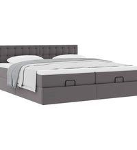 Ottoman-Bett mit Matratzen Grau 200x200 cm Kunstleder