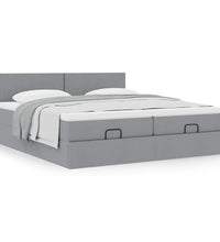 Ottoman-Bett mit Matratzen Hellgrau 160x200 cm Stoff