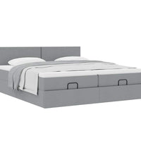 Ottoman-Bett mit Matratzen Hellgrau 160x200 cm Stoff