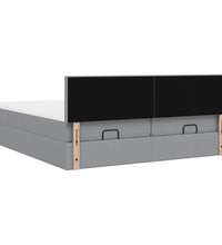 Ottoman-Bett mit Matratzen Hellgrau 160x200 cm Stoff