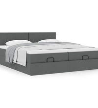 Ottoman-Bett mit Matratzen Dunkelgrau 160x200 cm Stoff