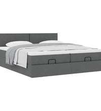 Ottoman-Bett mit Matratzen Dunkelgrau 160x200 cm Stoff