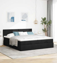 Ottoman-Bett mit Matratzen Schwarz 160x200 cm Stoff