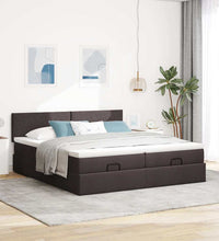 Ottoman-Bett mit Matratzen Dunkelbraun 160x200 cm Stoff
