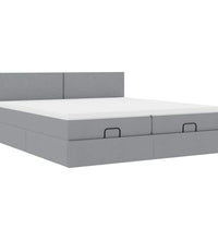 Ottoman-Bett mit Matratzen Hellgrau 180x200 cm Stoff