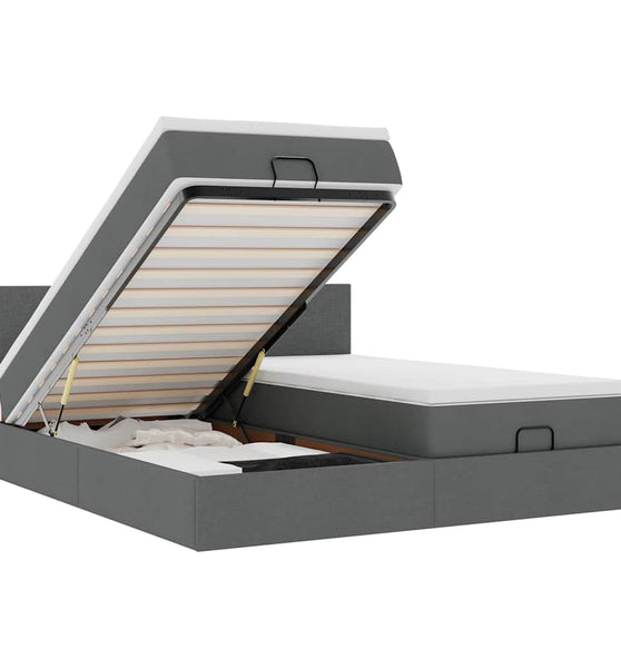 Ottoman-Bett mit Matratzen Dunkelgrau 180x200 cm Stoff