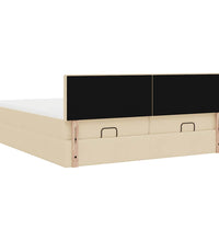 Ottoman-Bett mit Matratzen Creme 180x200 cm Stoff