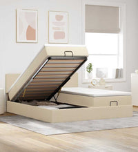 Ottoman-Bett mit Matratzen Creme 180x200 cm Stoff