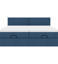 Ottoman-Bett mit Matratzen Blau 180x200 cm Stoff