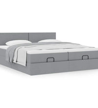 Ottoman-Bett mit Matratzen Hellgrau 200x200 cm Stoff