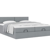 Ottoman-Bett mit Matratzen Hellgrau 200x200 cm Stoff