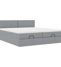 Ottoman-Bett mit Matratzen Hellgrau 200x200 cm Stoff