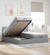 Ottoman-Bett mit Matratzen Hellgrau 200x200 cm Stoff