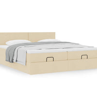Ottoman-Bett mit Matratzen Creme 200x200 cm Stoff