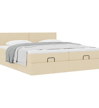 Ottoman-Bett mit Matratzen Creme 200x200 cm Stoff