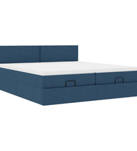 Ottoman-Bett mit Matratzen Blau 200x200 cm Stoff
