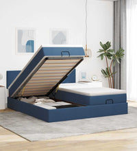 Ottoman-Bett mit Matratzen Blau 200x200 cm Stoff